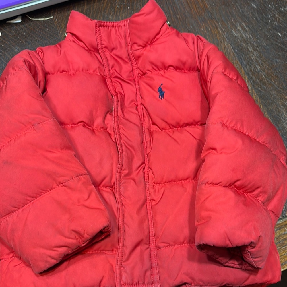 Polo by Ralph Lauren Red Puffer Jacket with High Collar